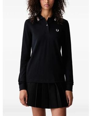 Fred Perry Langärmeliges Poloshirt - Schwarz