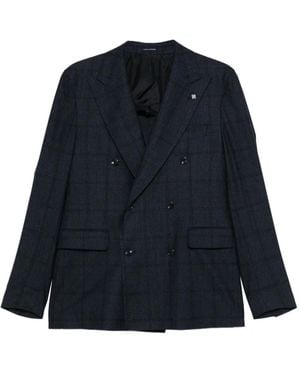 Tagliatore Double-Breasted Checked Suit - Blue
