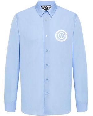 Versace Jeans Couture Logo-Print Cotton Shirt - Blue