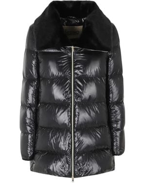 Herno Padded Faux-Fur-Trim Coat - Black