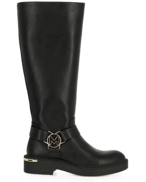 Mexx Logo-Plaque Harness-Strap Boots - Black