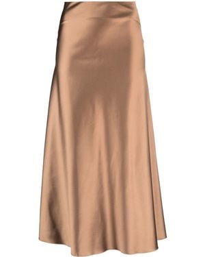 Litkovskaya Satin-Finish A-Line Skirt - Brown