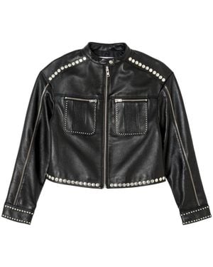 RE/DONE Stud-Embellished Biker Jacket - Black