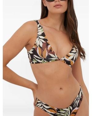 Billabong Tales From The Tropics Leaf-Print Bikini Top - Black