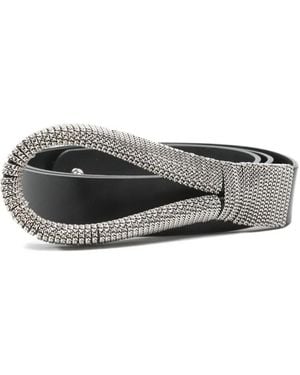 Orciani Chain-Embellished Leather Belt - Grey