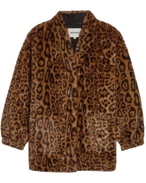 Apparis Jane Leopard-Print Coat - Brown