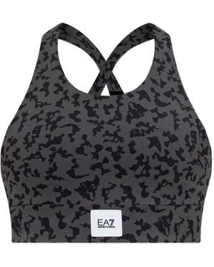 EA7 Cross-back leopard-print top - Schwarz