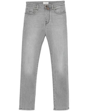 Jacob Cohen Vaqueros Slim Bard Con Parche Del Logo - Gris