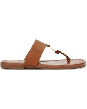 Odissi Olivia Ring-Detail Leather Sandals - Brown