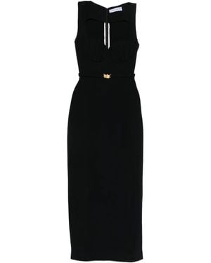 ROWEN ROSE Vestido largo con satén y cinturón - Negro