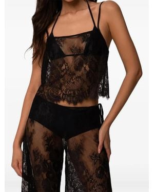 Kiki de Montparnasse Sabine Lace-Trim Shorts - Black