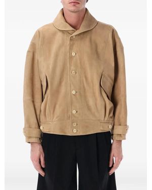 AURALEE Suede Bomber Jacket - Natural