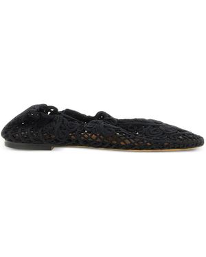 Odissi Iris Crochet-Knit Ballet Flats - Black