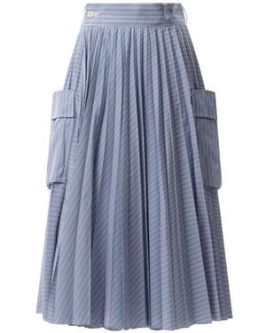 Sacai Striped Pleated Skirt - Blue
