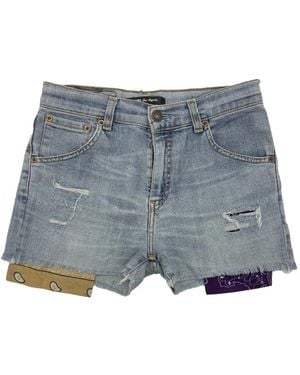 HTC Distressed Bandana-Insert Shorts - Blue