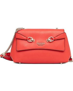 Guess Chain-Strap Flap Shoulder Bag - Red