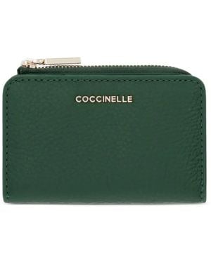 Coccinelle Logo-Plaque Pebbled-Leather Wallet - Green