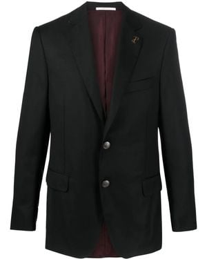 Pal Zileri Brooch-Detail Single-Breasted Blazer - Black