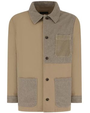 White Sand Patchwork Shirt Jacket - Natural