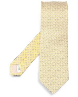 Ferragamo Gancini Square Print Silk Tie - White