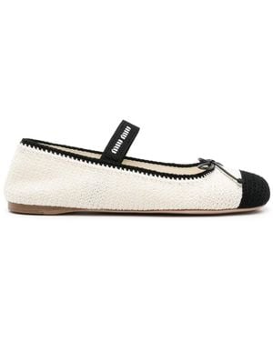 Miu Miu Ballerines À Détail De Nœud - Blanc