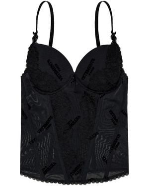 Vetements Logo-Jacquard Top - Black