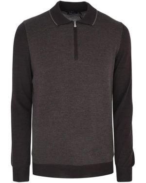 Barba Napoli Zip Polo Knitwear - Black