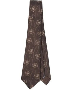 Giorgio Armani Geometric-Pattern Silk Tie - Braun