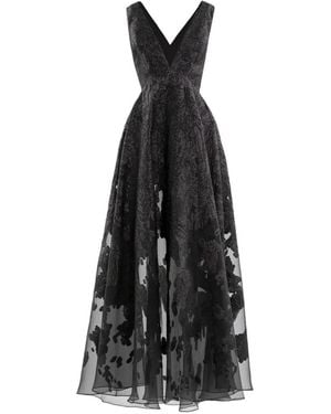 Saiid Kobeisy Brocade V-Neck Maxi Dress - Black