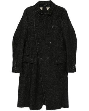 Masnada Herringbone Double-Breasted Coat - Black