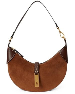 Polo Ralph Lauren Mini Polo Id Suede Shoulder Bag - Brown