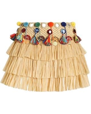 Dolce & Gabbana Minifalda De Rafia Con Apliques - Metálico