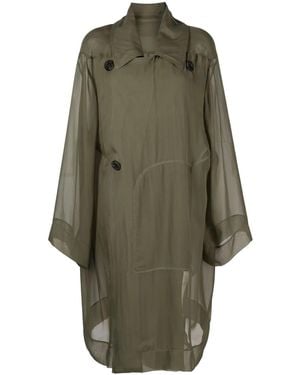 Rick Owens Sheer Silk Trench Coat - Green