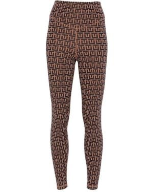 The Upside Castilla Geometric-Pattern Leggings - Brown