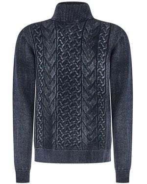 AROVESCIO Pull En Maille Torsadée À Col Roulé - Blue