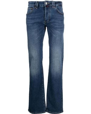 Billionaire Logo-Embroidered Straight-Leg Jeans - Blue