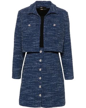Maje Layered Tweed Mini Dress - Blue