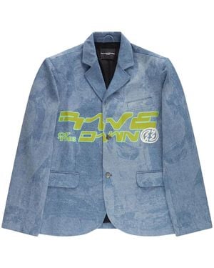 CEEC Laser-Cut Denim Blazer - Blue