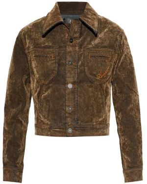 Amiri Flock Cut Denim Jacket - Brown