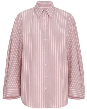 Brunello Cucinelli Striped Cotton-Poplin Shirt - Pink