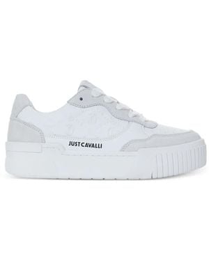 Just Cavalli Logo-Print Trainers - White