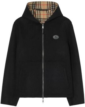 Burberry Reversible Wool Newport Hooded Jacket - Black