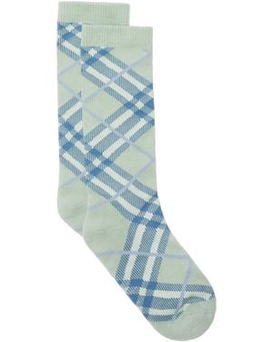 Burberry Check-Pattern Jacquard-Knitted Socks - Blue