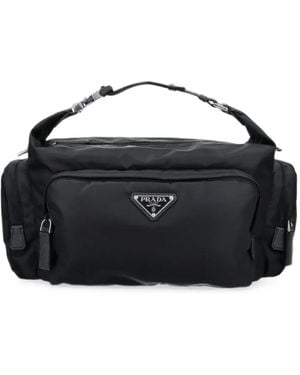 Prada Re-Nylon And Saffiano-Leather Shoulder Bag - Black