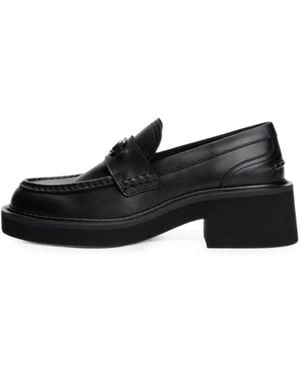 Tommy Hilfiger Logo-Plaque Leather Loafers - Black