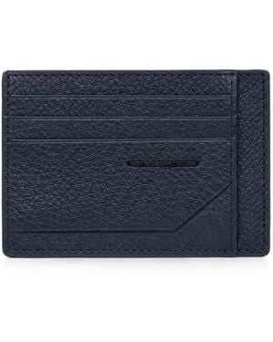 Piquadro Grained Leather Card Holder - Blue