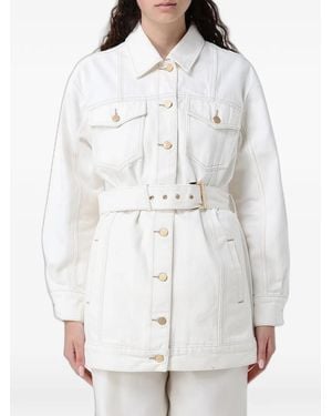 Emporio Armani Belted Denim Jacket - White