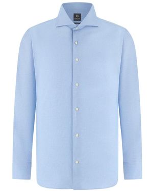BOGGI Windsor Collar Houndstooth Shirt - Blue
