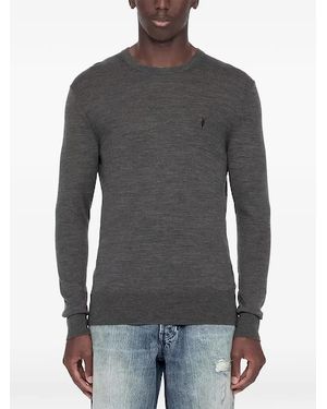 AllSaints Mode Merino Wool Ramskull Sweater - Gray