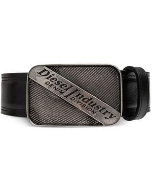 DIESEL Logo B-Industry Leather Belt - Gray